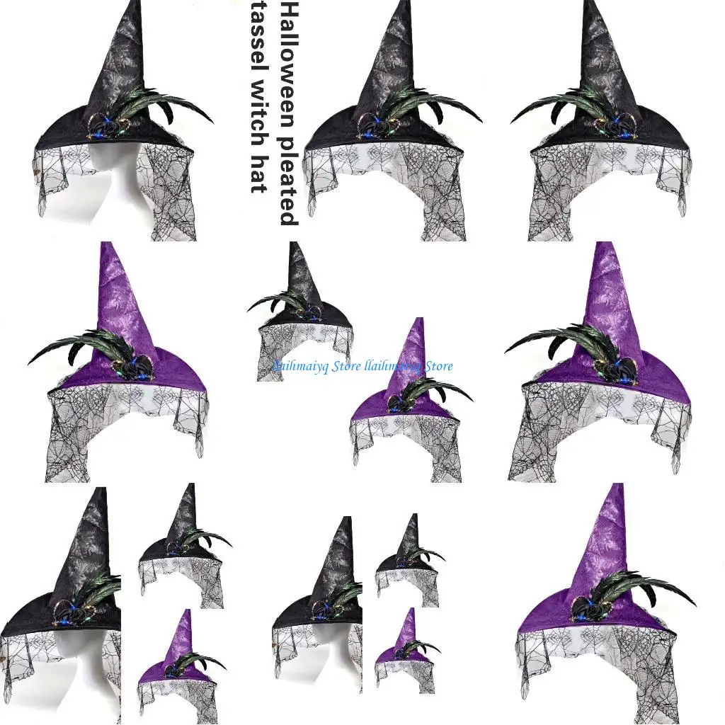 573B Beautiful Witch Hats Light Halloween Hats Unisex Personality Witch Hat for Women's Halloween Corpse Costume
573B Beautiful Witch Hats Light Halloween Hats Unisex Personality Witch Hat for Women's Halloween Corpse Costume