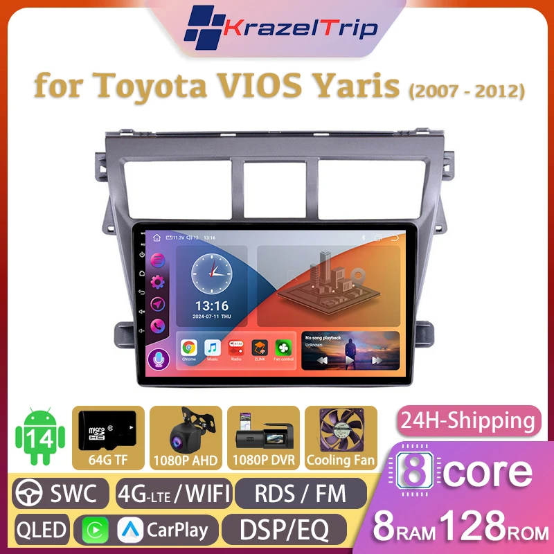 8-Core Car Radio Stereo Intelligent System Player for Toyota VIOS Yaris 2007 - 2012 CarPlay Android Auto QLED 4G WIFI AM DSP RDS
8-Core Car Radio Stereo Intelligent System Player for Toyota VIOS Yaris 2007 - 2012 CarPlay Android Auto QLED 4G WIFI AM DSP RDS