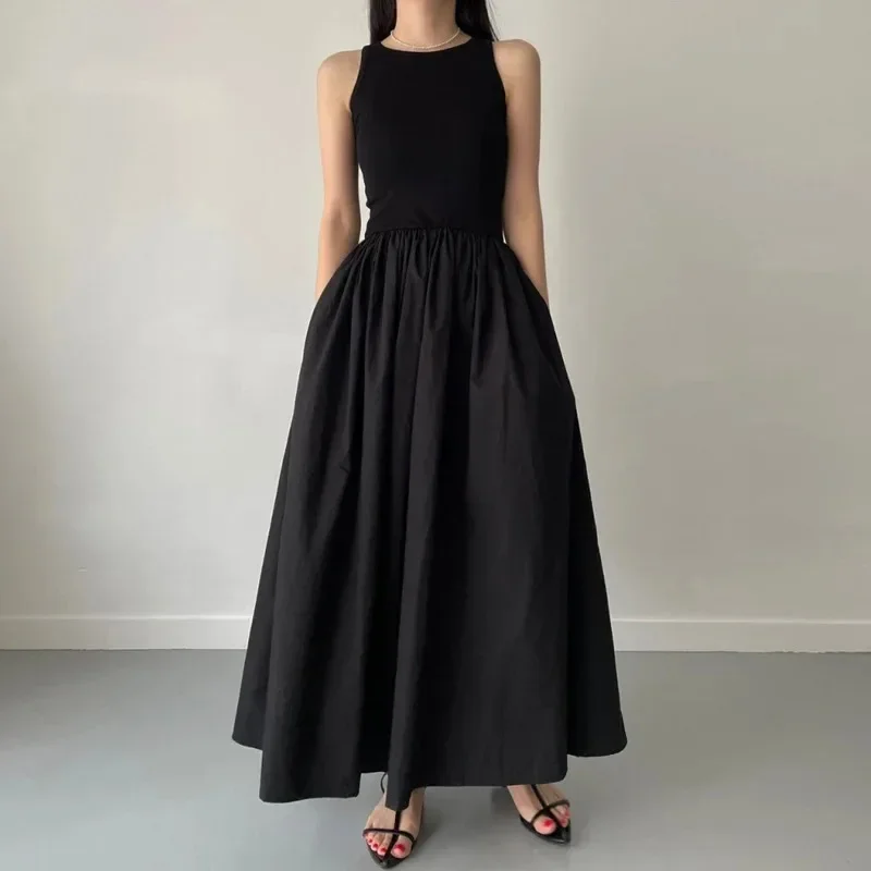 New Summer Simple Elegant Black Long Dresses For Women Round Neck Sleeveless High Waist Temperament Female Fashion Style Dress
New Summer Simple Elegant Black Long Dresses For Women Round Neck Sleeveless High Waist Temperament Female Fashion Style Dress