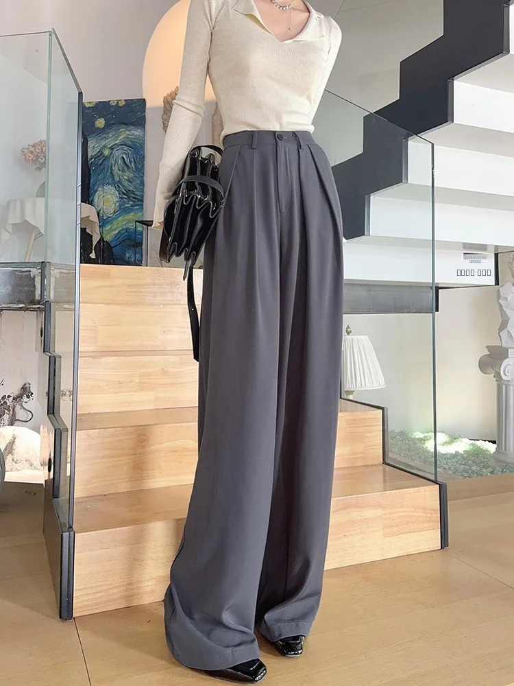 ay Suit Wide Leg Pants High Waist Lengthened Casual Trousers for Women Dra Loose Fit Spring Autumn Seasonal Faion
ay Suit Wide Leg Pants High Waist Lengthened Casual Trousers for Women Dra Loose Fit Spring Autumn Seasonal Faion