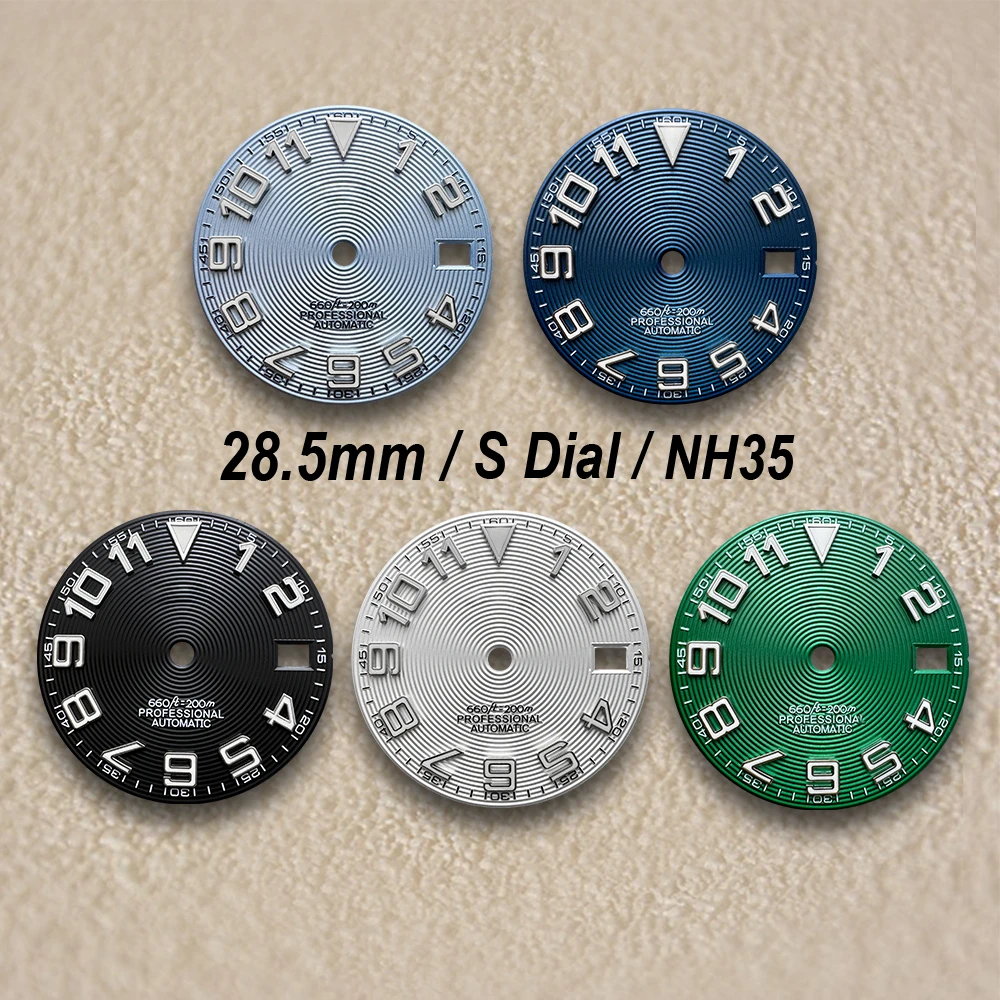 28.5mm S Logo Diving Dial Fit NH35/NH36/4R/7S Movement Green Luminous High Quality Watch Modification Accessorie
28.5mm S Logo Diving Dial Fit NH35/NH36/4R/7S Movement Green Luminous High Quality Watch Modification Accessorie