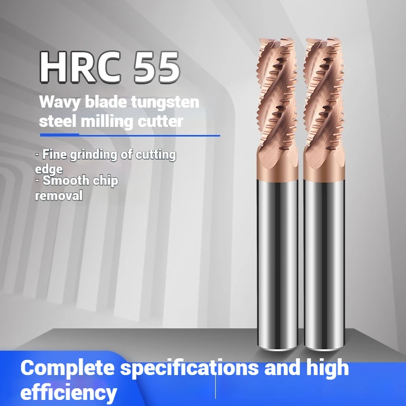 Roughing End Mill Solid Carbide 4 Flutes HRC55 3-20MM Shank For Steel Iron Aluminum MDF Fiberglass Acrylic Wood Copper Plastic
Roughing End Mill Solid Carbide 4 Flutes HRC55 3-20MM Shank For Steel Iron Aluminum MDF Fiberglass Acrylic Wood Copper Plastic