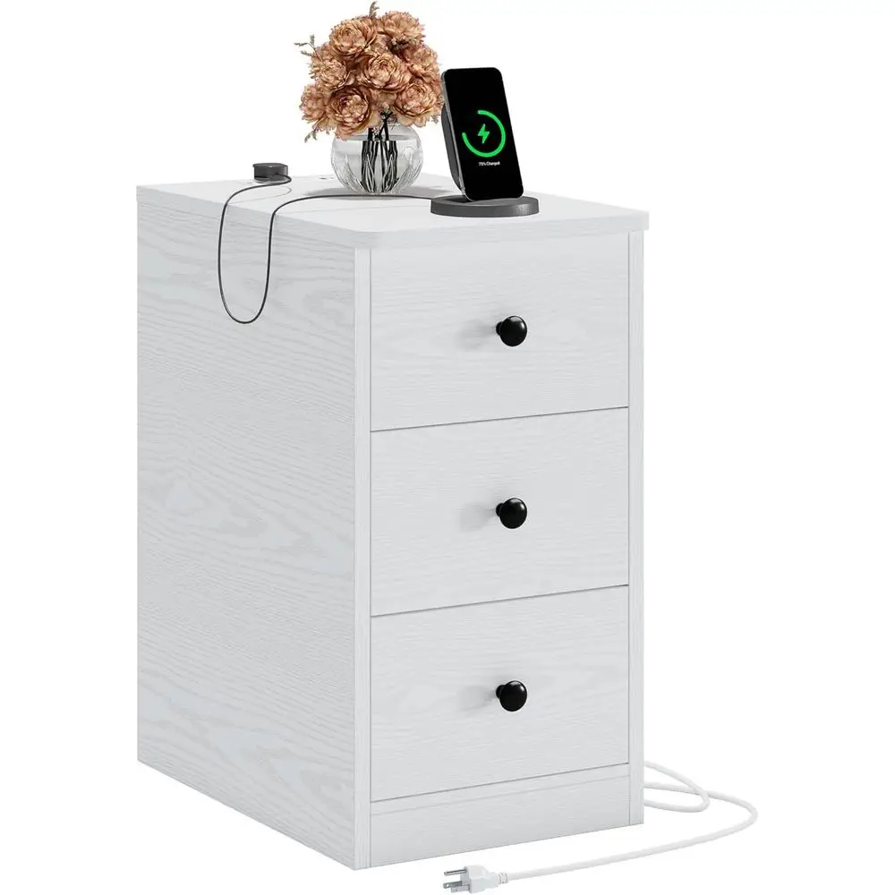 Bedside Charging Station Table, Slim 3-Drawer Nightstand, Living Room/Bedroom Side Table with USB & Outlets
Bedside Charging Station Table, Slim 3-Drawer Nightstand, Living Room/Bedroom Side Table with USB & Outlets