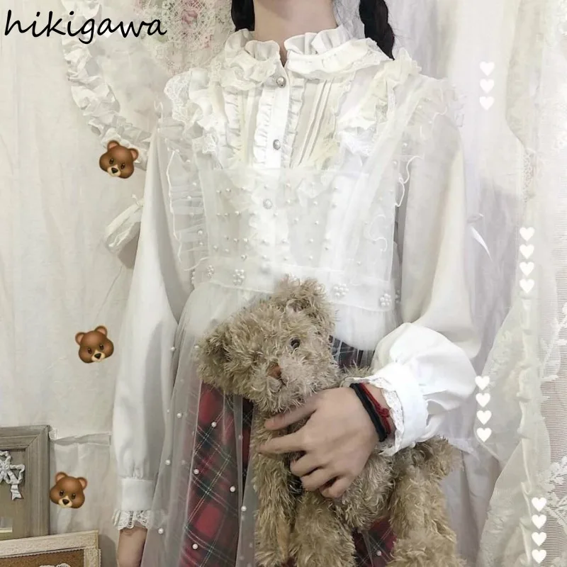 Lolita Style Sweet Blouses for Women 2025 Camisas De Mujer Stand Neck Lace White Shirts Ruffles Japanese Fashion Blouse Tops
Lolita Style Sweet Blouses for Women 2025 Camisas De Mujer Stand Neck Lace White Shirts Ruffles Japanese Fashion Blouse Tops