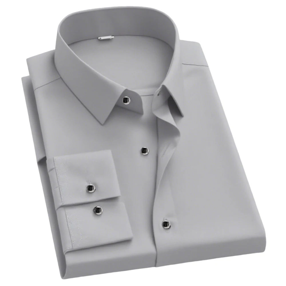 Men's Solid Gray Long-sleeve Dress Shirt with Breathable Button-down Collar, Perfect for High-profile Business Events
Men's Solid Gray Long-sleeve Dress Shirt with Breathable Button-down Collar, Perfect for High-profile Business Events