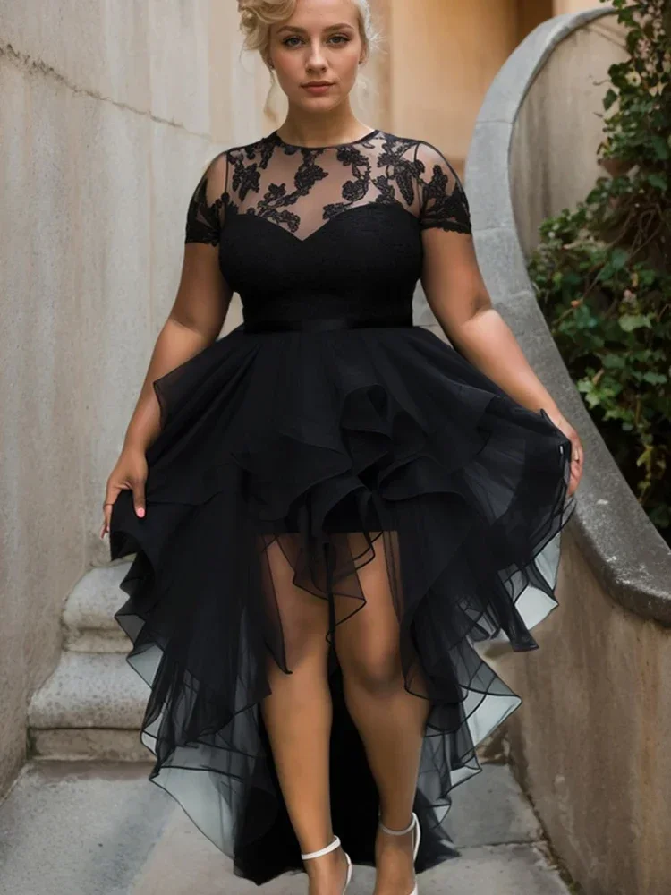 Plus Size Lace Patchwork Party Dress Women Short Sleeve Elegant Irregular Hem Sexy Dresses Robe Lady Bridesmaid Evening Dress
Plus Size Lace Patchwork Party Dress Women Short Sleeve Elegant Irregular Hem Sexy Dresses Robe Lady Bridesmaid Evening Dress