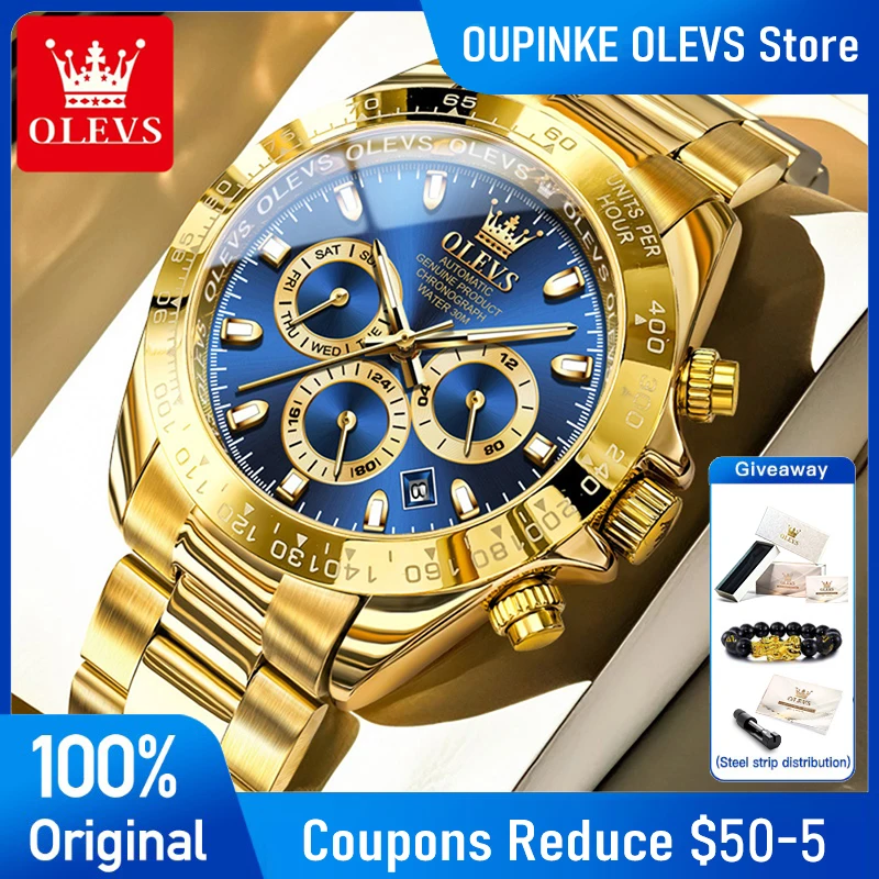 OLEVS 6638 Mens Watch Original Luxury Gold Automatic Mechanical Watch Stainless Steel Sports Watches For Man High Quality Reloj 
OLEVS 6638 Mens Watch Original Luxury Gold Automatic Mechanical Watch Stainless Steel Sports Watches For Man High Quality Reloj