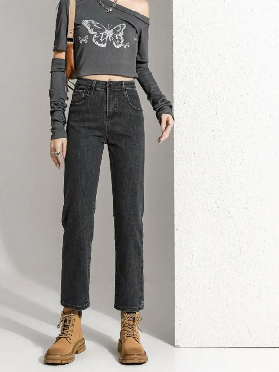 Эластичные прямые джинсы, женские свободные джинсы с высокой талией, девятисекционные утягивающие брюки-трубы с французским хлебом, осень-зима
Эластичные прямые джинсы, женские свободные джинсы с высокой талией, девятисекционные утягивающие брюки-трубы с французским хлебом, осень-зима