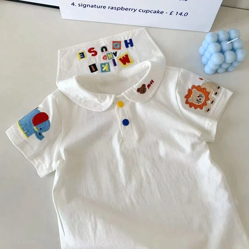 ( 1-7 Years )2025 Boys Girls Summer Children's Wear Cloths Cartoon Bear Navy Embroidery Short Sleeve Whit T-shirt Kids New
( 1-7 Years )2025 Boys Girls Summer Children's Wear Cloths Cartoon Bear Navy Embroidery Short Sleeve Whit T-shirt Kids New