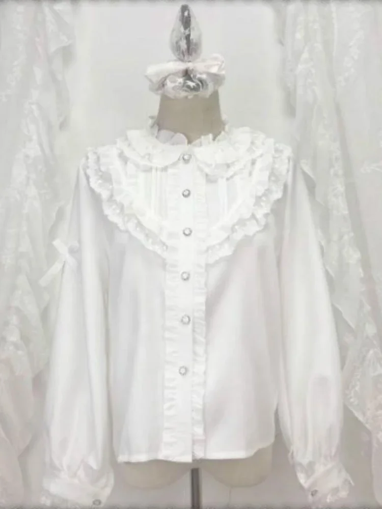 Japanese Winter Kawaii Lolita Blouse Women Peter Pan Collar Sweet Vintage Blouse Female Long Sleeve Gothic Vintage Blouse 2024
Japanese Winter Kawaii Lolita Blouse Women Peter Pan Collar Sweet Vintage Blouse Female Long Sleeve Gothic Vintage Blouse 2024