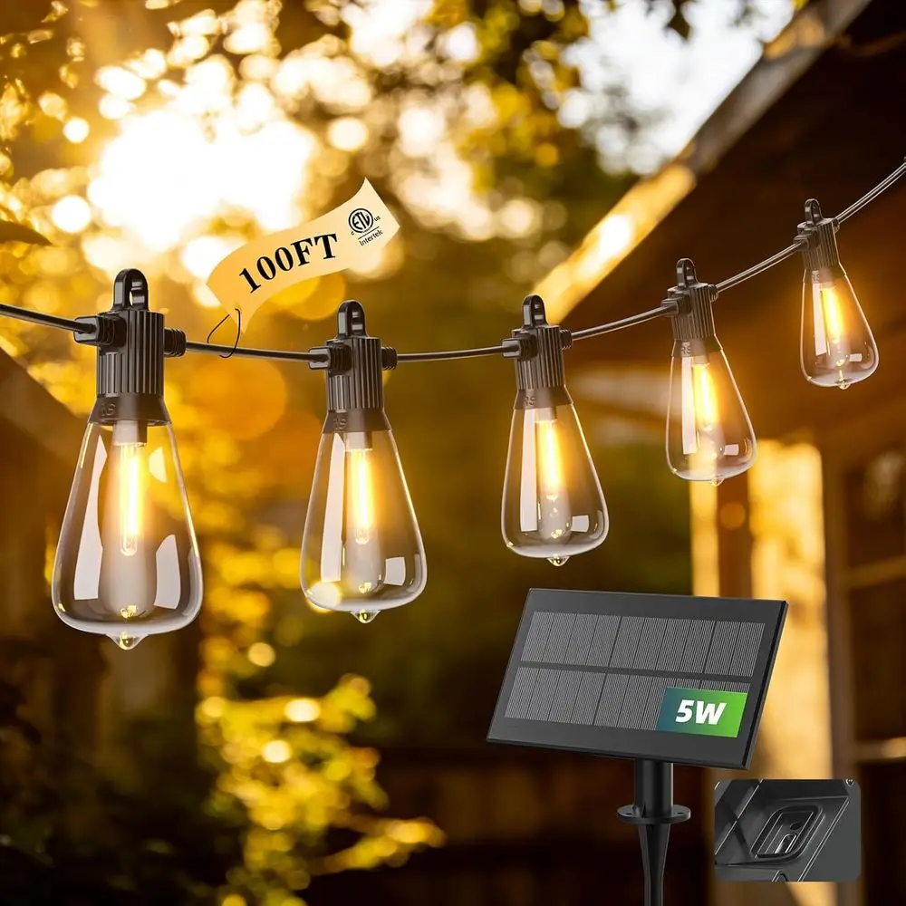 Outdoor Waterproof LED String Lights with USB Charging, 50+2 ST38 Bulbs for Patio, Garden, and Gazebo
Outdoor Waterproof LED String Lights with USB Charging, 50+2 ST38 Bulbs for Patio, Garden, and Gazebo