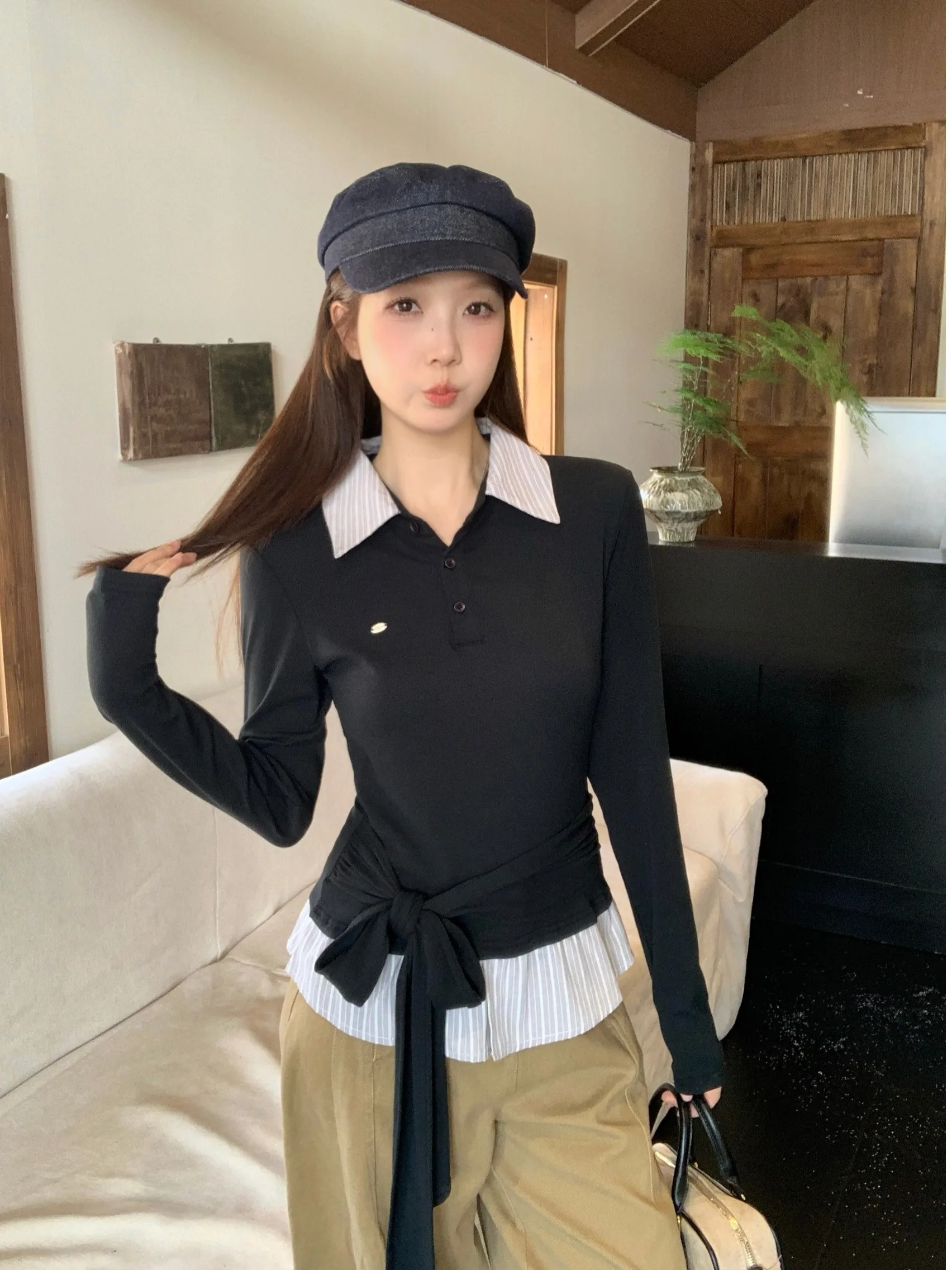 plus Size Women's Vintage Ne Long Sve T-irt Autumn New Splicing Belted Fake Two-Piece Top Trendy High Waist Commu...
plus Size Women's Vintage Ne Long Sve T-irt Autumn New Splicing Belted Fake Two-Piece Top Trendy High Waist Commu...