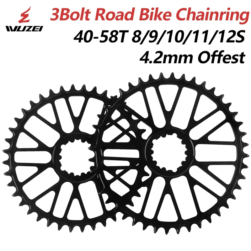 WUZEI 3Bolt 4.2mm Offest Chainring 40-58T 8/9/10/11/12S Narrow Wide Sprocket for 3-Bolt Crank Hollowed-out ultralight Chainwheel
WUZEI 3Bolt 4.2mm Offest Chainring 40-58T 8/9/10/11/12S Narrow Wide Sprocket for 3-Bolt Crank Hollowed-out ultralight Chainwheel