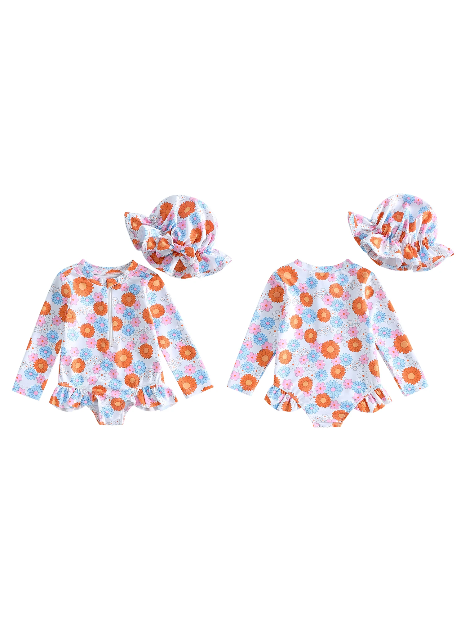 Cute Toddler Girl Swimsuit Lovely Floral Print Ruffle Sleeve Round Neck Swimwear with Sun Hat for Beach
Cute Toddler Girl Swimsuit Lovely Floral Print Ruffle Sleeve Round Neck Swimwear with Sun Hat for Beach