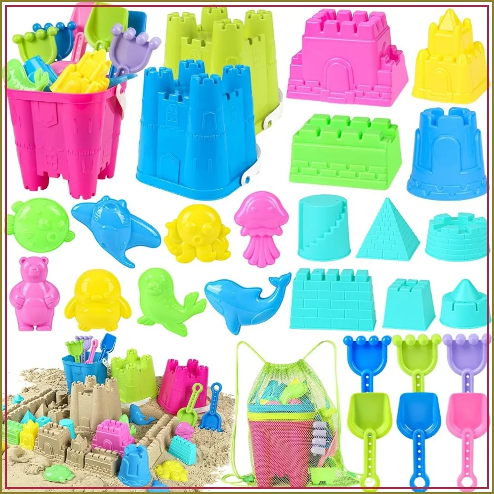 28 PCS Beach Sand Toys Set with 3 Buckets, Shovels, Molds & Mesh Bag for Toddlers Kids Ages 3-10
28 PCS Beach Sand Toys Set with 3 Buckets, Shovels, Molds & Mesh Bag for Toddlers Kids Ages 3-10
