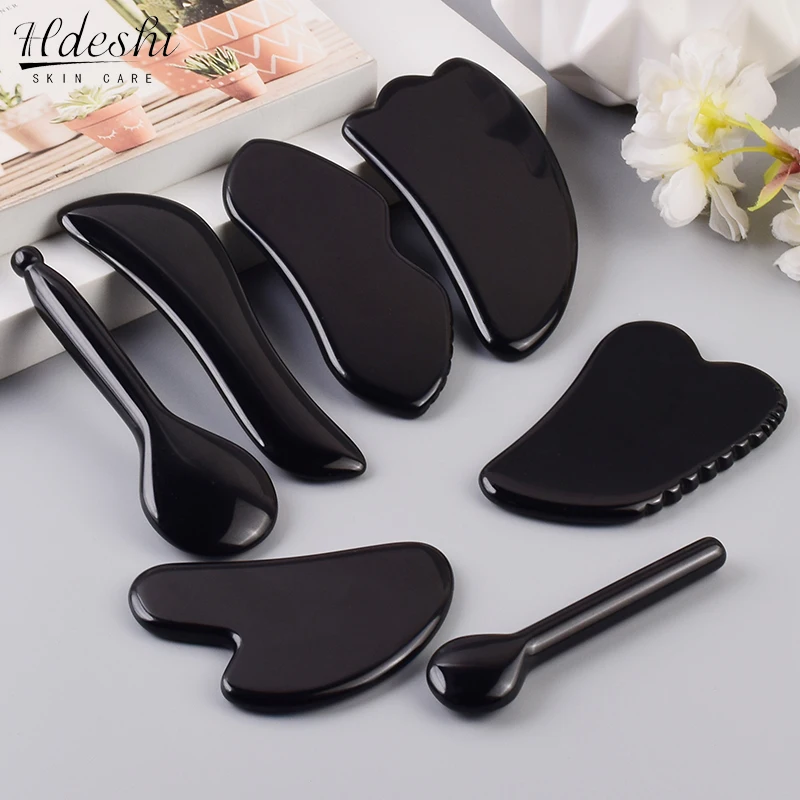 Wholesale Various Shape Black Obsidian Face Gua Sha Tool Sawtooth SPA Massager Acupuncture Facial Beauty Product For Health Care
Wholesale Various Shape Black Obsidian Face Gua Sha Tool Sawtooth SPA Massager Acupuncture Facial Beauty Product For Health Care