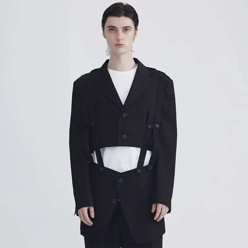 YOJI OOAK strap Japanese designer suit jacket Male ruffian Shuai fried Street belt patchwork suit high luxury
YOJI OOAK strap Japanese designer suit jacket Male ruffian Shuai fried Street belt patchwork suit high luxury