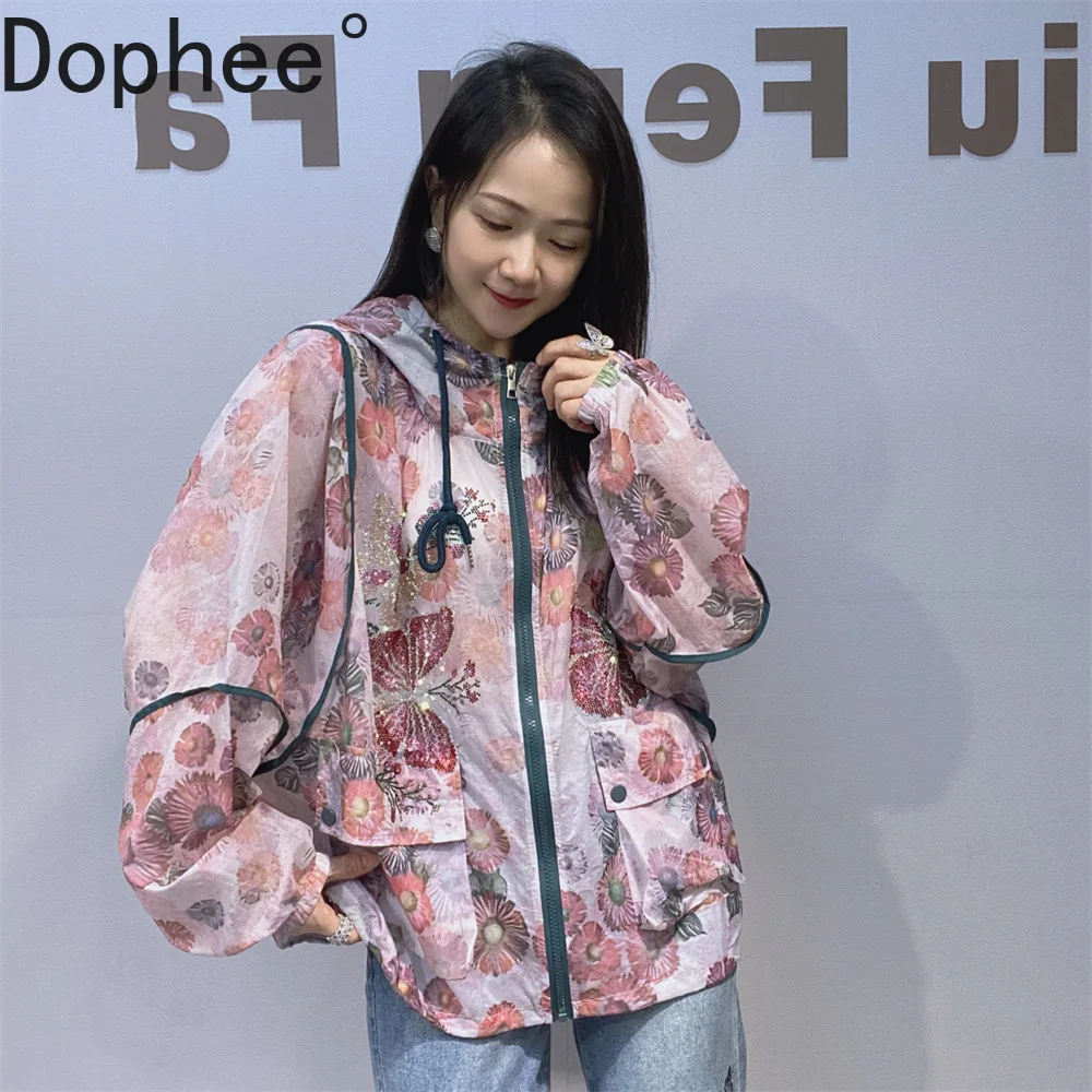 Hot Drilling Butterfly Pink Air Conditioned Shirt 2025 New Summer Loose Hooded Zip Cardigans Coat Floral Printed Thin Jackets
Hot Drilling Butterfly Pink Air Conditioned Shirt 2025 New Summer Loose Hooded Zip Cardigans Coat Floral Printed Thin Jackets