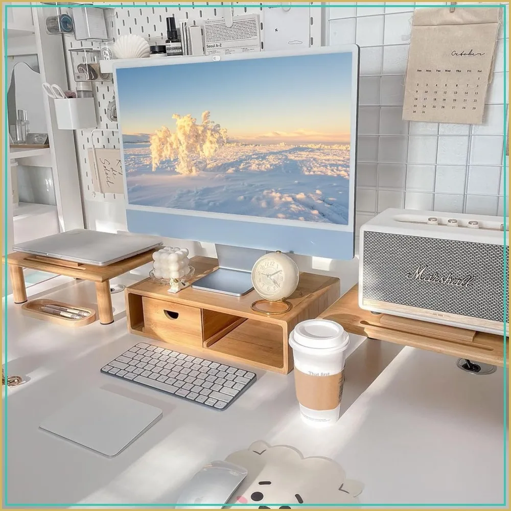 Adjustable Bamboo Monitor Stand Riser with Drawer for 2-3 Screens, Fits Desk & Laptop
Adjustable Bamboo Monitor Stand Riser with Drawer for 2-3 Screens, Fits Desk & Laptop