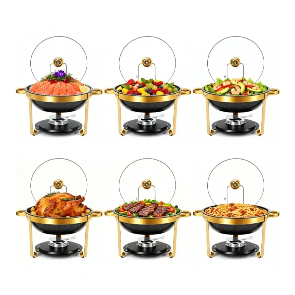 Dishes For Buffet, Black GoldPlated 4 Pack 5QT Round 316 Stainless Steel Chafing Dish Set For Home Parties, Christmas Gathering
Dishes For Buffet, Black GoldPlated 4 Pack 5QT Round 316 Stainless Steel Chafing Dish Set For Home Parties, Christmas Gathering