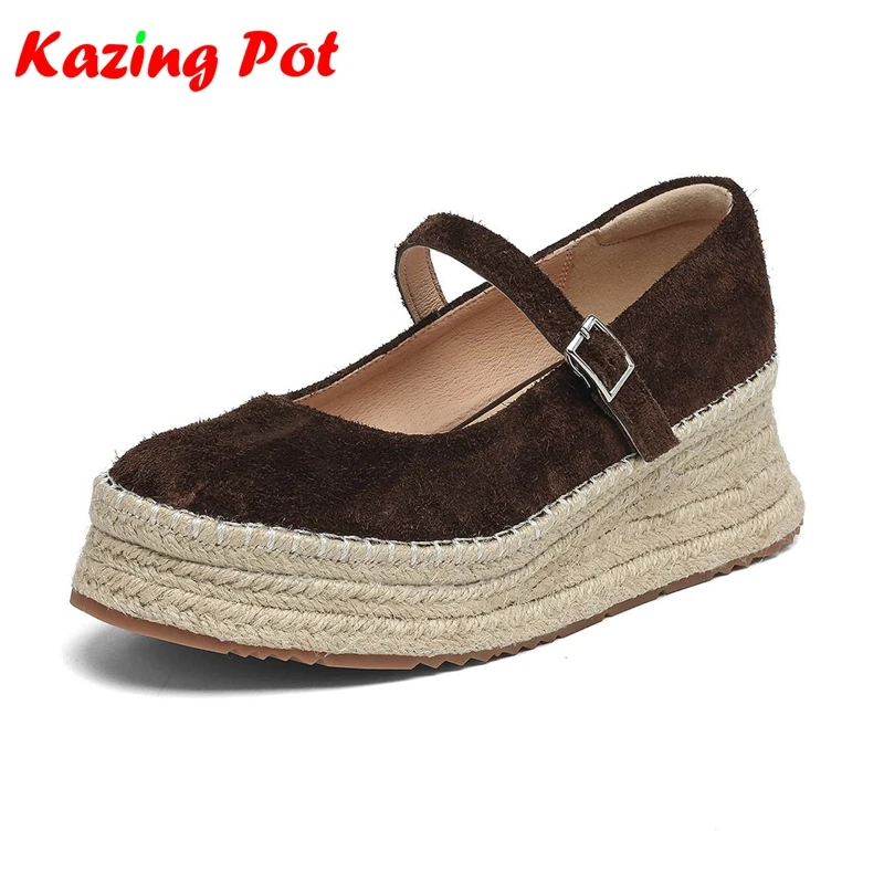 Cow Suede Nubuck Chic Shallow Round Toe Spring Autumn Shoes Med Heels Dating Elegant Belt Buckle Flat Platform Brand Women Shoes
Cow Suede Nubuck Chic Shallow Round Toe Spring Autumn Shoes Med Heels Dating Elegant Belt Buckle Flat Platform Brand Women Shoes