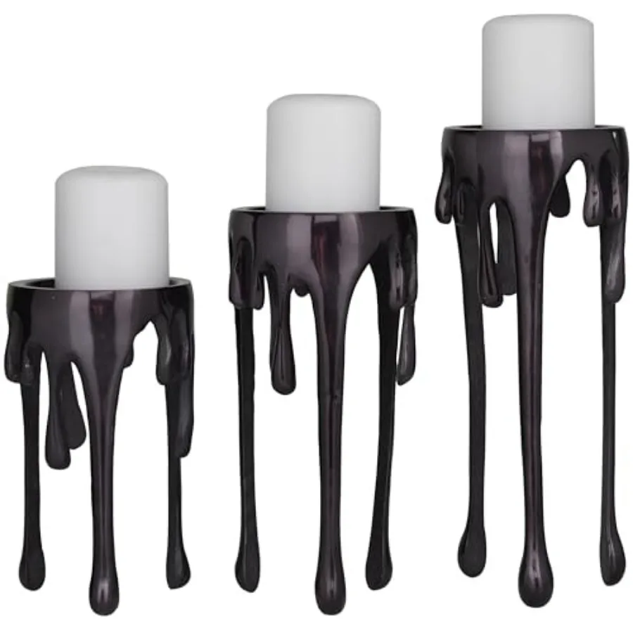 Aluminum Metal Decorative Candle Holder Pillar Candle Stand with Dripping Melting Designed Legs, Set of 3 Candlestick Holder 12
Aluminum Metal Decorative Candle Holder Pillar Candle Stand with Dripping Melting Designed Legs, Set of 3 Candlestick Holder 12