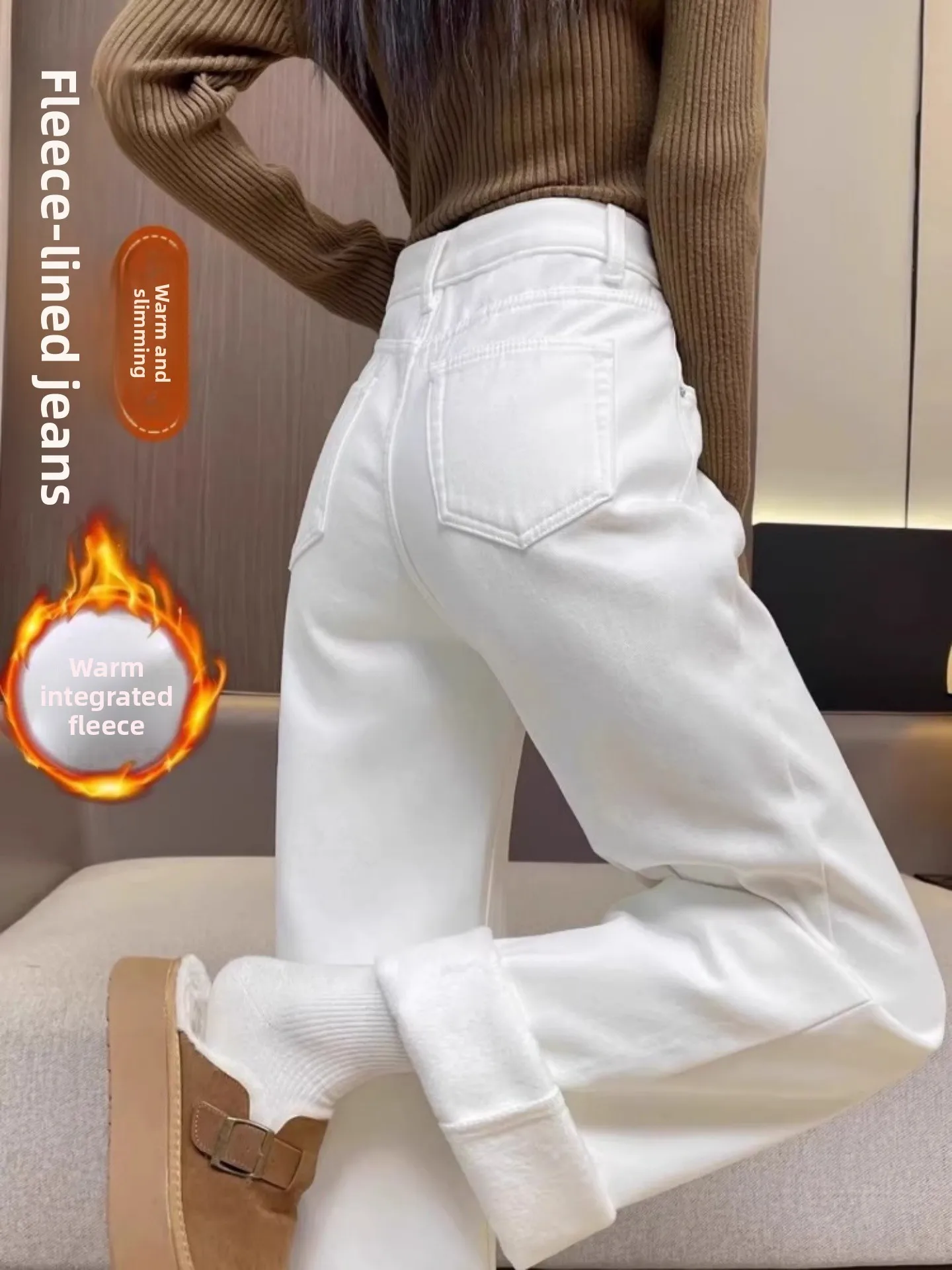 High Waist Wide Leg Fleece Lined Skinny Straight Jeans Women's Autumn Winter New Style Casual Cotton Denim Pants
High Waist Wide Leg Fleece Lined Skinny Straight Jeans Women's Autumn Winter New Style Casual Cotton Denim Pants