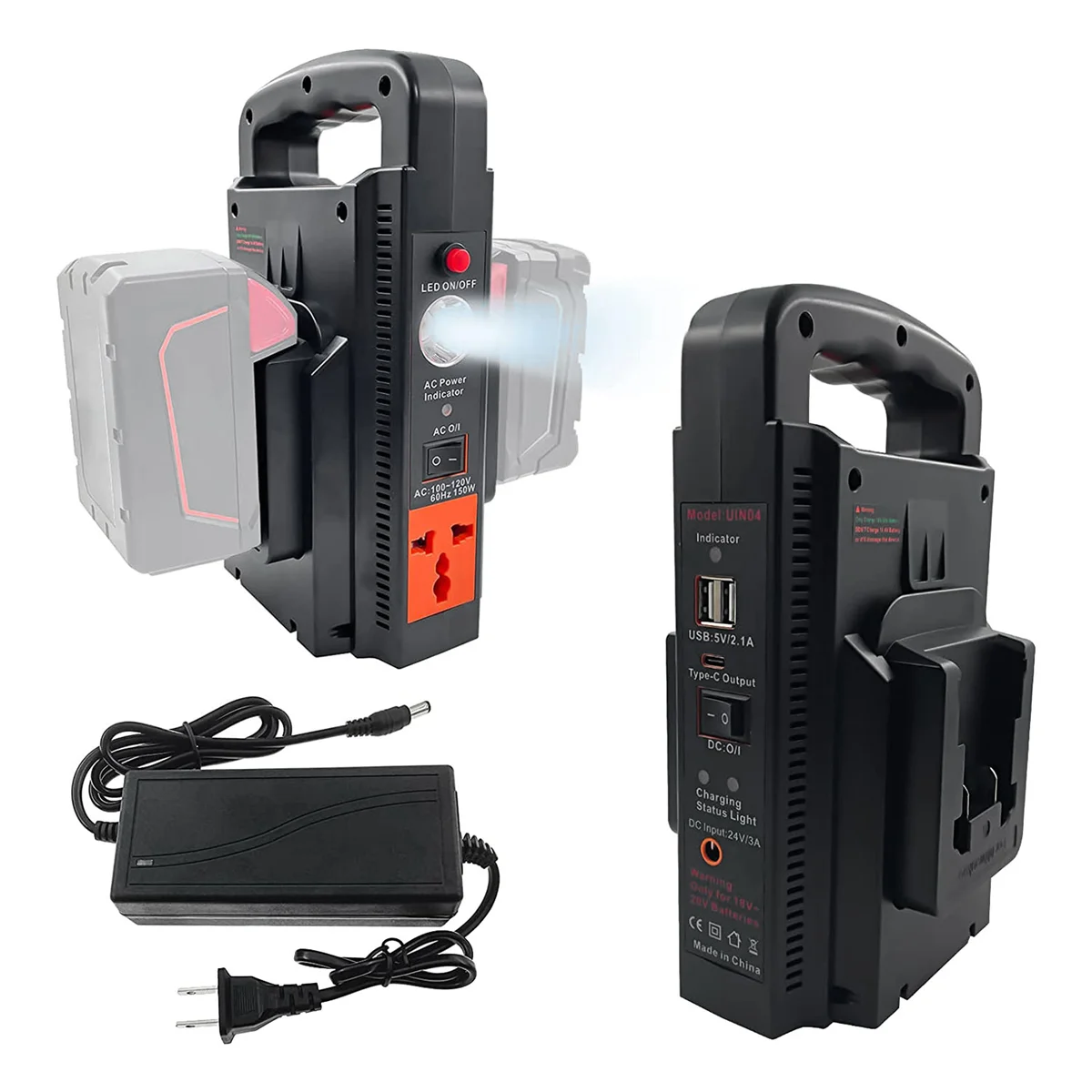 150W Power Supply Inverter for M18 18V Li-Ion Battery, DC 18V To AC 120V Portable 2-Channel Power Inverter US Plug
150W Power Supply Inverter for M18 18V Li-Ion Battery, DC 18V To AC 120V Portable 2-Channel Power Inverter US Plug