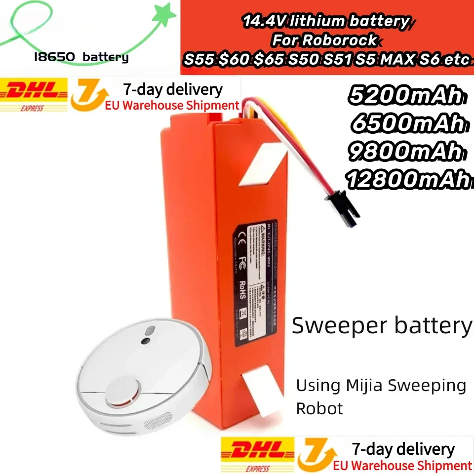 14.4V BRR-2P4S-5200S Robotic Vacuum Cleaner Replacement Battery For Xiaomi Roborock S55 S60 S65 S50 S51 S5 1S 1ST MAX S6 Parts
14.4V BRR-2P4S-5200S Robotic Vacuum Cleaner Replacement Battery For Xiaomi Roborock S55 S60 S65 S50 S51 S5 1S 1ST MAX S6 Parts