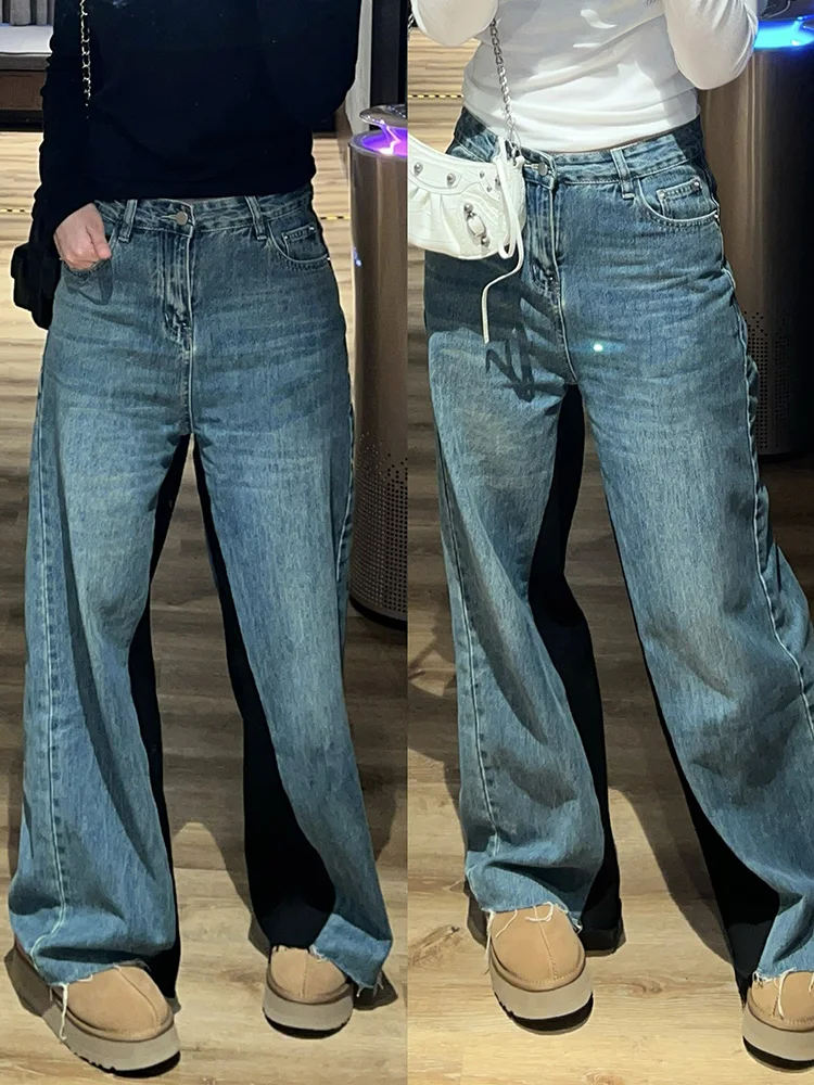 High Waist Loose Fit Straight Leg Jeans Women's Wide Leg Pants Splicing Long Trousers Slimming Effect Tall Women
High Waist Loose Fit Straight Leg Jeans Women's Wide Leg Pants Splicing Long Trousers Slimming Effect Tall Women