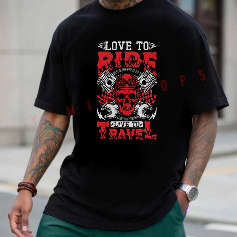 Love To Ride Live To Travel Skull Design Motorcycle T-shirt Men's Summer Cotton Casual Short-sleeved O-neck Top Tees
Love To Ride Live To Travel Skull Design Motorcycle T-shirt Men's Summer Cotton Casual Short-sleeved O-neck Top Tees