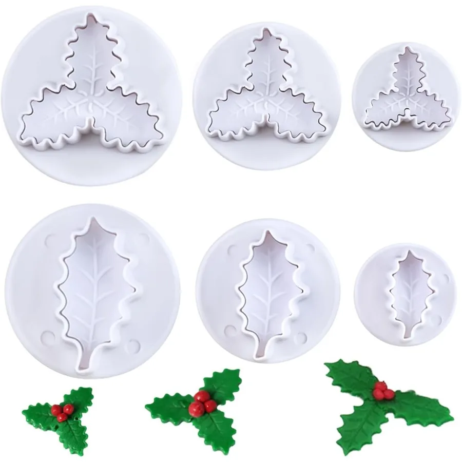 6Pcs Christmas Holly Leaf Plunger Cutters Cake Cupcake Gum Paste Sugar Craft Decorating Tools
6Pcs Christmas Holly Leaf Plunger Cutters Cake Cupcake Gum Paste Sugar Craft Decorating Tools