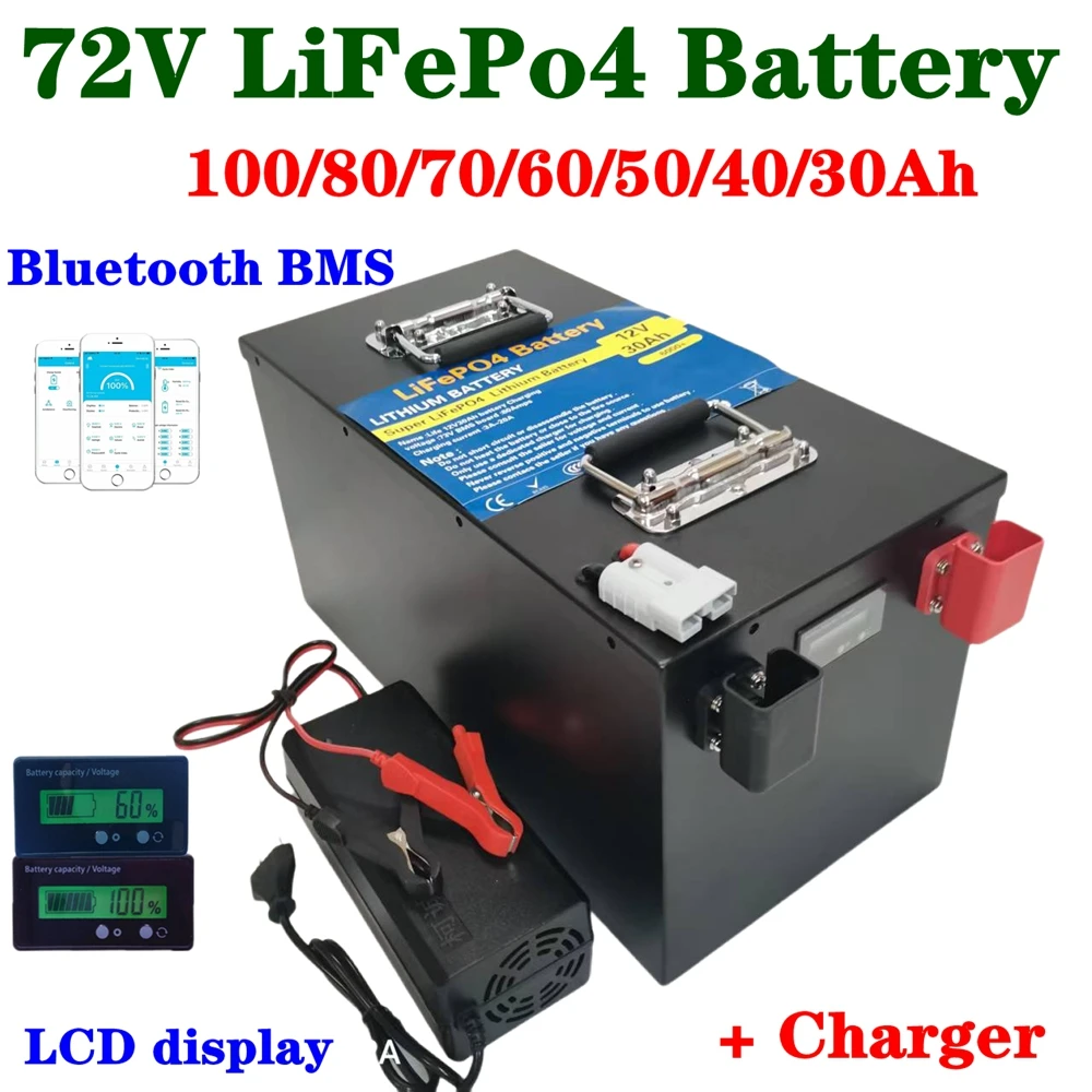 Lifepo4 Battery pack 60V30Ah 40Ah 50Ah 70Ah 100Ah avec Bluetooth BMS APP For 0-3000W Three-Wheeler Scooter Golf Cart RV,+Charger
Lifepo4 Battery pack 60V30Ah 40Ah 50Ah 70Ah 100Ah avec Bluetooth BMS APP For 0-3000W Three-Wheeler Scooter Golf Cart RV,+Charger