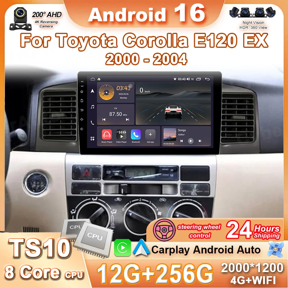 9" Car Radio Android 16 For Toyota Corolla E120 EX 2000 2001 2002 2003 2004 No 2 Din Multimedia Video Player GPS Navi Head Unit
9" Car Radio Android 16 For Toyota Corolla E120 EX 2000 2001 2002 2003 2004 No 2 Din Multimedia Video Player GPS Navi Head Unit
