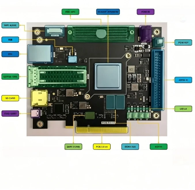 XCKU5P FMC HPC QSFP28 100G Optical Port PCIE3.0 KU5P Development Board FPGA Development Board
XCKU5P FMC HPC QSFP28 100G Optical Port PCIE3.0 KU5P Development Board FPGA Development Board