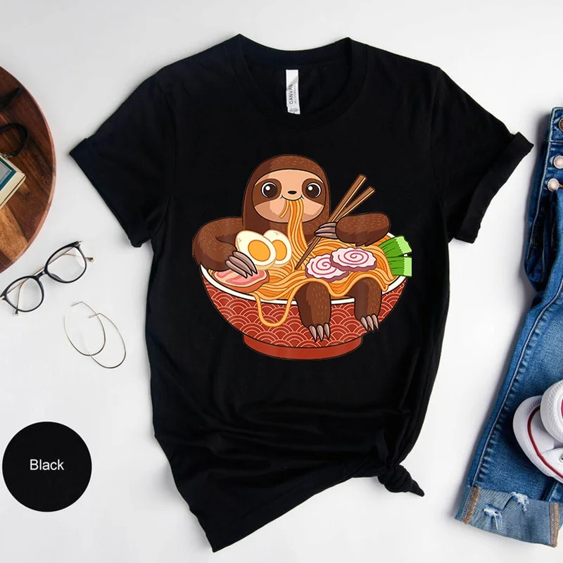 Women Men Funny Sloth Ramen Printed T Shirt Summer Short Sleeved Tops Fashion Streetwear Harajuku T-shirts Casual Kid Tops
Women Men Funny Sloth Ramen Printed T Shirt Summer Short Sleeved Tops Fashion Streetwear Harajuku T-shirts Casual Kid Tops