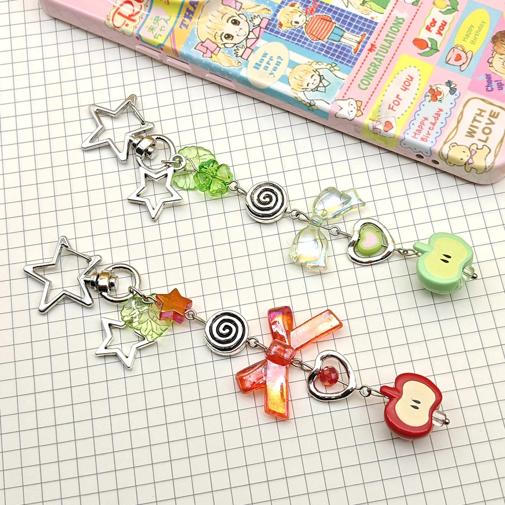 Handmade Kawaii Star and Apple Phone Charm Y2K Aesthetic Beaded Lanyard for iPhone and Android Cute Bow and Heart Bag Accessory
Handmade Kawaii Star and Apple Phone Charm Y2K Aesthetic Beaded Lanyard for iPhone and Android Cute Bow and Heart Bag Accessory