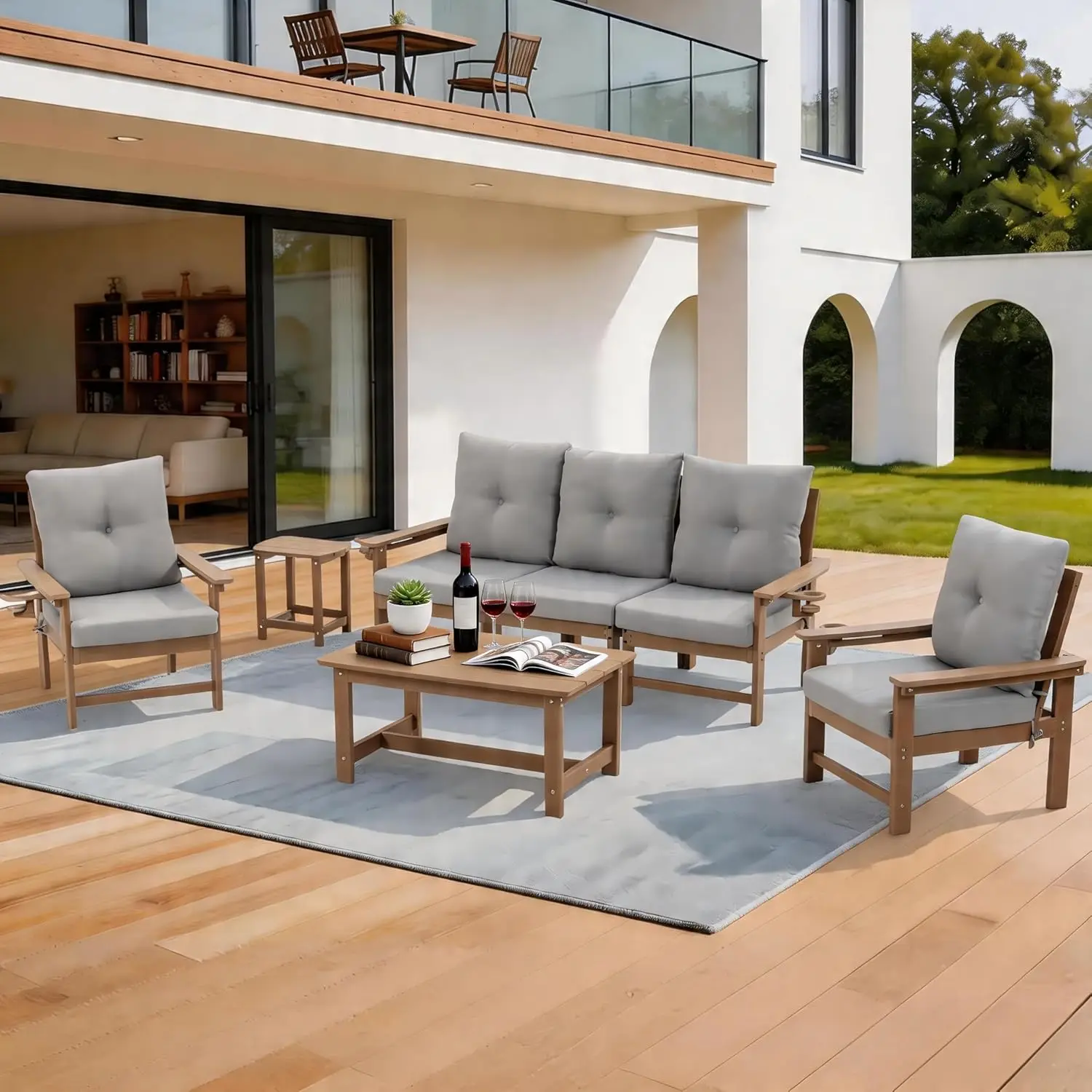 7-Piece HDPE Patio Conversation Set w/ 4 Cup Holders, All-Weather Outdoor Sectional Furniture, Thick Washable, Customized
7-Piece HDPE Patio Conversation Set w/ 4 Cup Holders, All-Weather Outdoor Sectional Furniture, Thick Washable, Customized