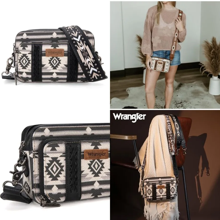 Wrangler Crossbody Bag for Women Boho Aztec Small Multi Pocket Crossover Purse
Wrangler Crossbody Bag for Women Boho Aztec Small Multi Pocket Crossover Purse