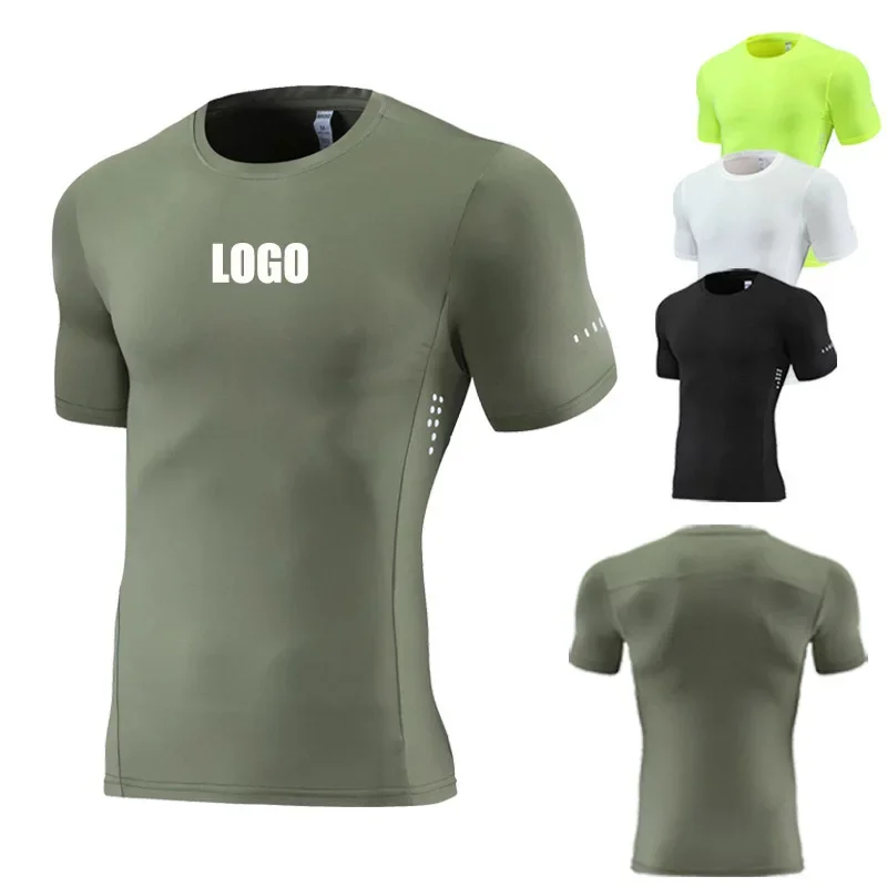 Мужские летние быстросохнущие спортивные колготки с короткими рукавами и логотипом на заказ, одежда для бега, фитнеса, топы для тренировки мышц 
Мужские летние быстросохнущие спортивные колготки с короткими рукавами и логотипом на заказ, одежда для бега, фитнеса, топы для тренировки мышц