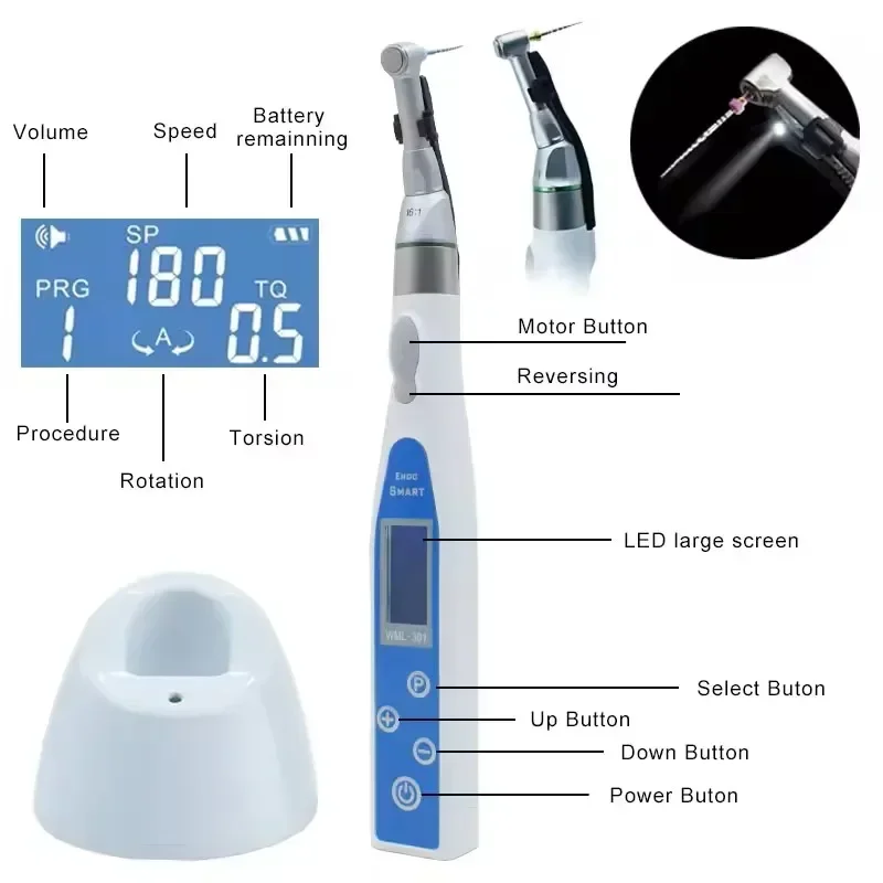Dentalss Wireless LED Endo Motor 16: 1 Standards Contra Angle Endo Smart Rotarys Dentistrys Endodontics Instruments
Dentalss Wireless LED Endo Motor 16: 1 Standards Contra Angle Endo Smart Rotarys Dentistrys Endodontics Instruments