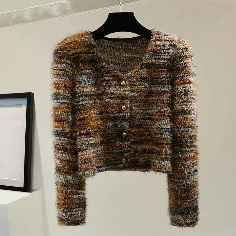 Vintage Autumn Winner New Sweaters Coats Women V-Neck Striped Tassel Button High Waist Fashion Long Sleeve Cardigan Knitted Tops
Vintage Autumn Winner New Sweaters Coats Women V-Neck Striped Tassel Button High Waist Fashion Long Sleeve Cardigan Knitted Tops
