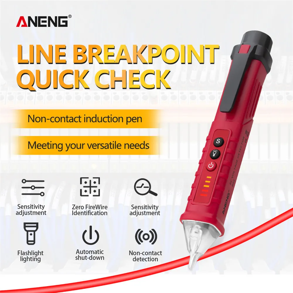 ANENG VD802 Non-contact AC Voltage Detector Tester Meter 12V-1000v Pen Style Electric Indicator LED voltage meter
ANENG VD802 Non-contact AC Voltage Detector Tester Meter 12V-1000v Pen Style Electric Indicator LED voltage meter