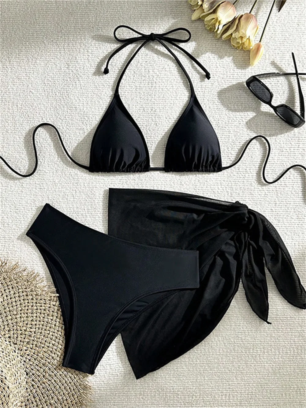 Black Bikinis Sets Y2K Triangle String Halter Swimsuit Bandage Mesh Cover Ups Backless Swimwear Women Biquini Beach Bathing Suit
Black Bikinis Sets Y2K Triangle String Halter Swimsuit Bandage Mesh Cover Ups Backless Swimwear Women Biquini Beach Bathing Suit