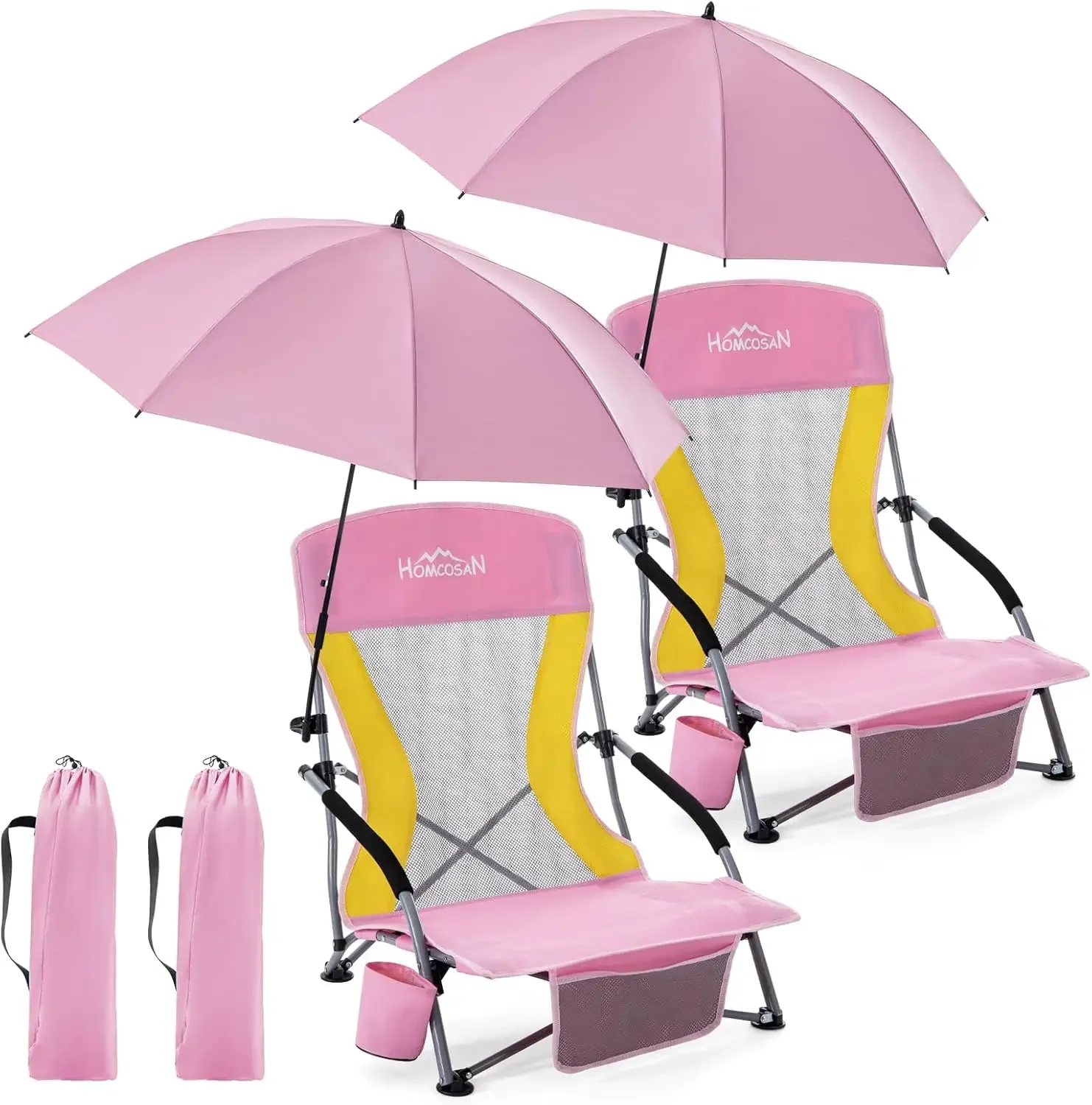Portable Low Folding Beach Chairs Set of 2 with Detachable Umbrellas - Lightweight Camping Chairs for Adults with Cup Holder & S
Portable Low Folding Beach Chairs Set of 2 with Detachable Umbrellas - Lightweight Camping Chairs for Adults with Cup Holder & S