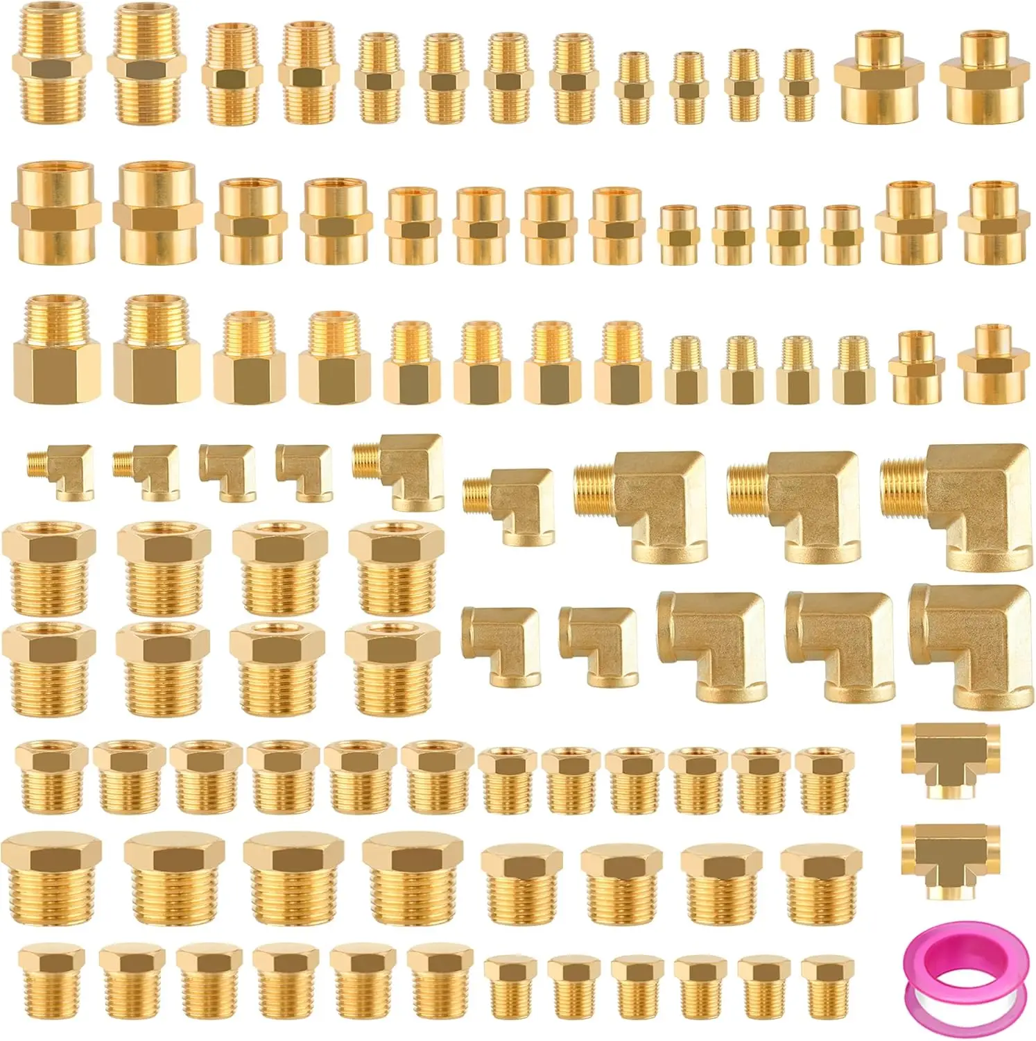 98PCS Brass Pipe Fittings Assortment Kit NPT Adapter Reducer Bushing Hex Nipple Coupling Plug Street Elbow Tee
98PCS Brass Pipe Fittings Assortment Kit NPT Adapter Reducer Bushing Hex Nipple Coupling Plug Street Elbow Tee