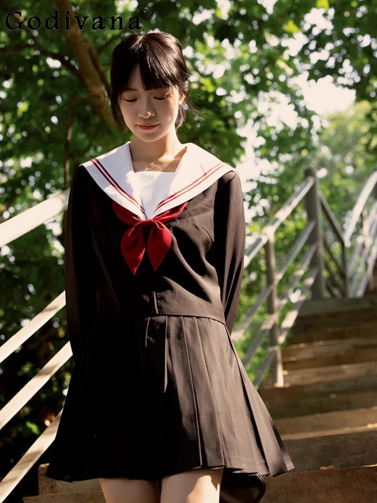Japanese Retro Autumn Winter Long Sleeve Sailor Collar JK Uniform Top Girl High Waist Versatile Age-reducing Short Pleated Skirt
Japanese Retro Autumn Winter Long Sleeve Sailor Collar JK Uniform Top Girl High Waist Versatile Age-reducing Short Pleated Skirt