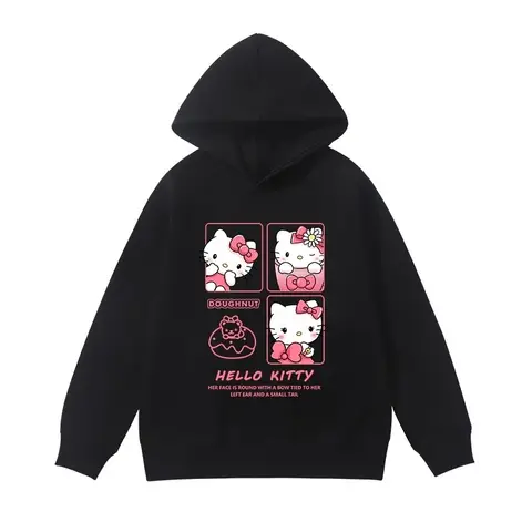 Hello Kitty 2025 Cute Cartoon Children's Hoodie, Warm for Autumn and Winter, Fashionable and Versatile Hoodie for Boys and Girls