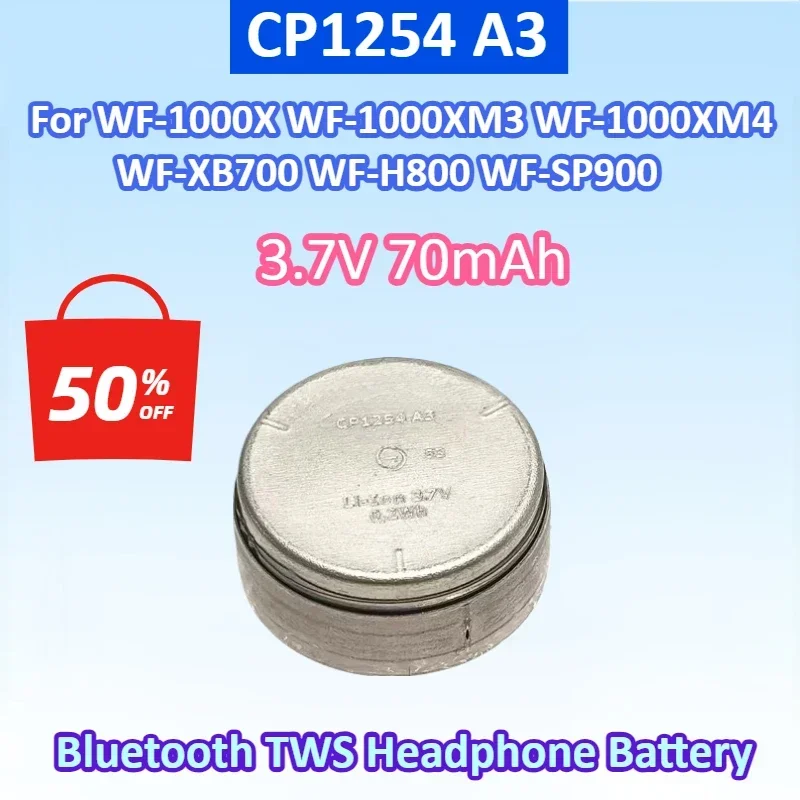 Brand New CP1254 A3 3.7V 70mAh Bluetooth TWS Headphone Battery for WF-1000X WF-1000XM3 WF-H800 WF-SP900 WF-1000XM4 WF-XB700
Brand New CP1254 A3 3.7V 70mAh Bluetooth TWS Headphone Battery for WF-1000X WF-1000XM3 WF-H800 WF-SP900 WF-1000XM4 WF-XB700