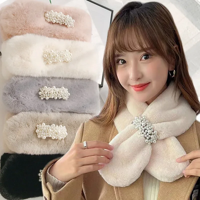 Fashion Winter Pearl Plush Scarf Women Elegant Thickened Warm Faux Rabbit Fur Cross Scarves Girls Soft Neck Scarf Chirstmas Gift
Fashion Winter Pearl Plush Scarf Women Elegant Thickened Warm Faux Rabbit Fur Cross Scarves Girls Soft Neck Scarf Chirstmas Gift